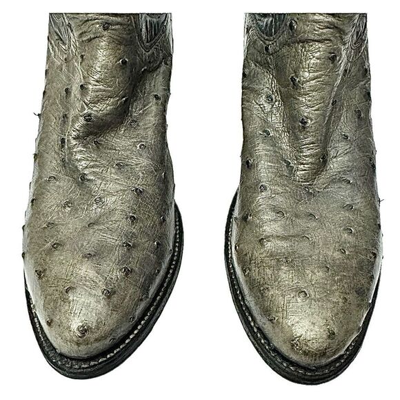 Justin Boots #8936 Men’s Cowboy Boots Antique Grey Ostrich Leather Size 8D - Picture 7 of 12